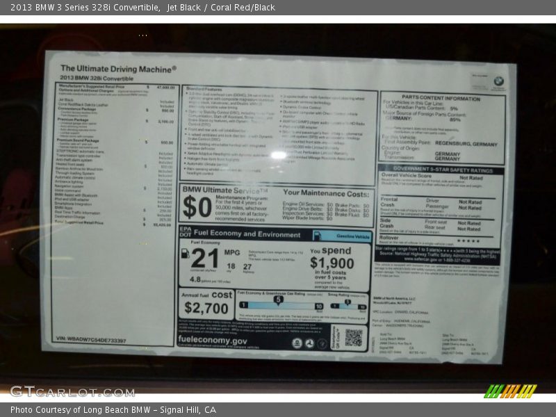 Jet Black / Coral Red/Black 2013 BMW 3 Series 328i Convertible