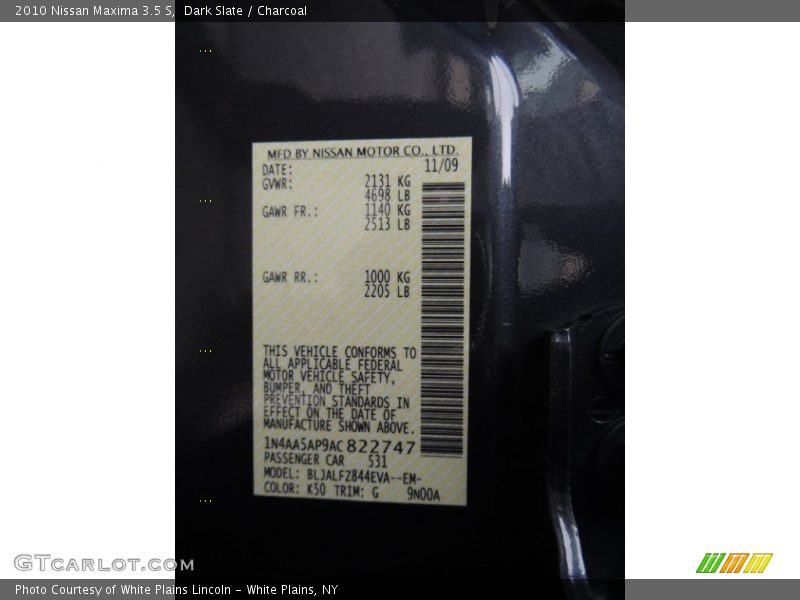 Dark Slate / Charcoal 2010 Nissan Maxima 3.5 S