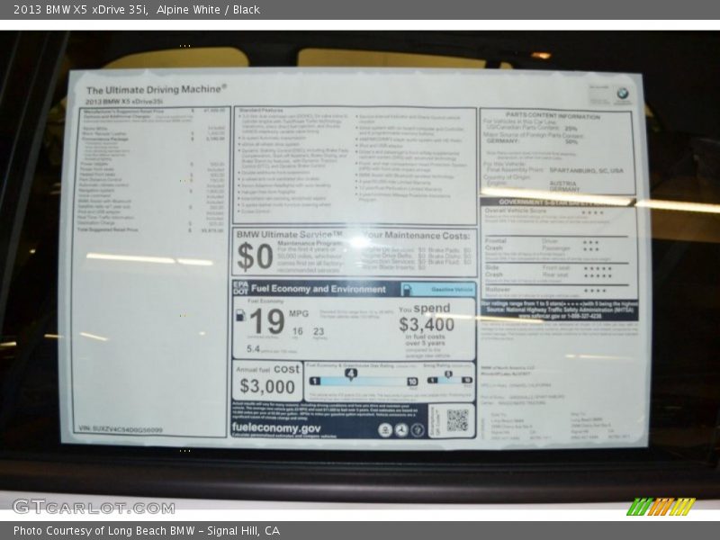 Alpine White / Black 2013 BMW X5 xDrive 35i