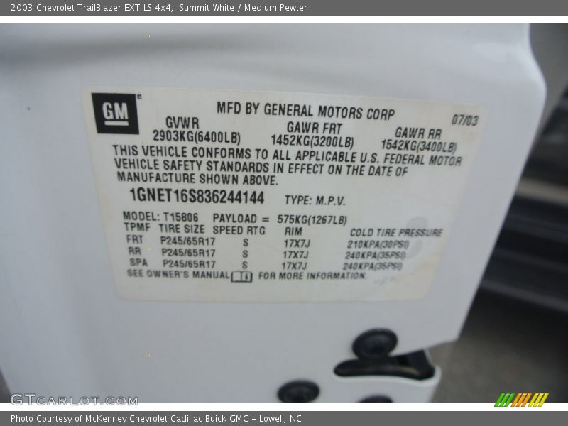 Summit White / Medium Pewter 2003 Chevrolet TrailBlazer EXT LS 4x4