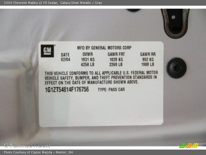 Galaxy Silver Metallic / Gray 2004 Chevrolet Malibu LS V6 Sedan