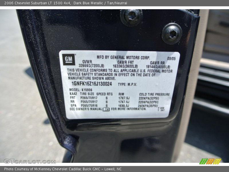 Dark Blue Metallic / Tan/Neutral 2006 Chevrolet Suburban LT 1500 4x4