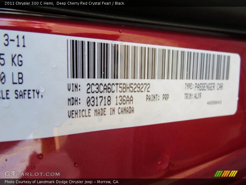 Deep Cherry Red Crystal Pearl / Black 2011 Chrysler 300 C Hemi