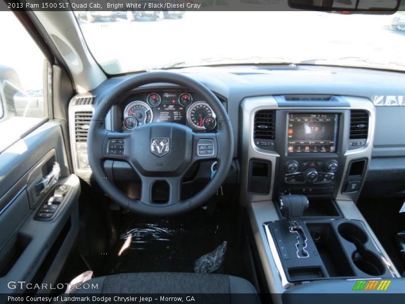 Bright White / Black/Diesel Gray 2013 Ram 1500 SLT Quad Cab