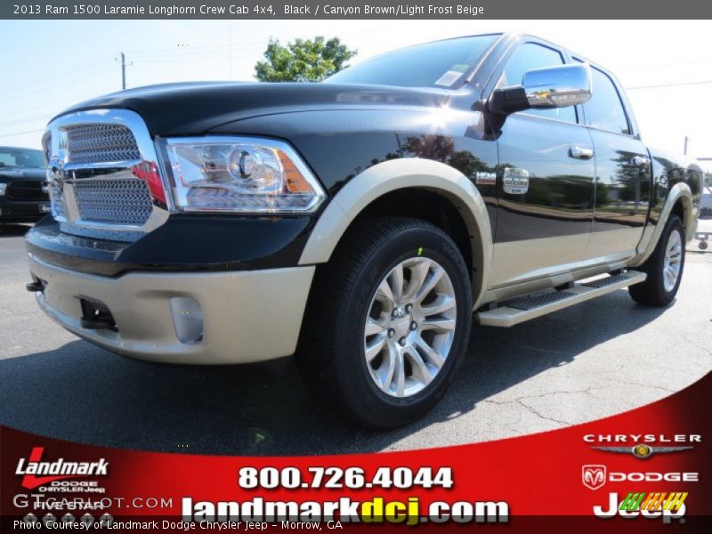 Black / Canyon Brown/Light Frost Beige 2013 Ram 1500 Laramie Longhorn Crew Cab 4x4