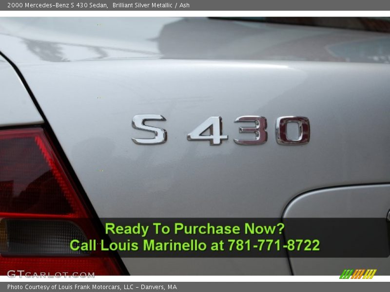 Brilliant Silver Metallic / Ash 2000 Mercedes-Benz S 430 Sedan