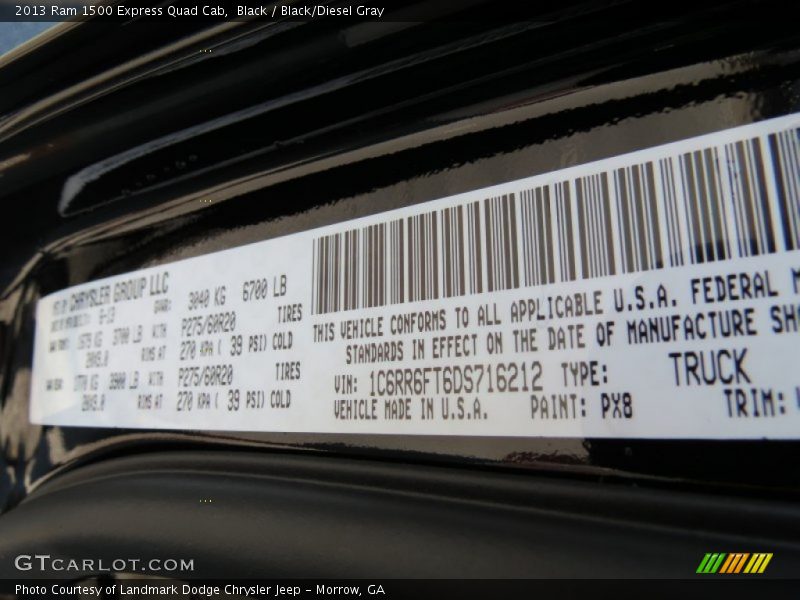 Black / Black/Diesel Gray 2013 Ram 1500 Express Quad Cab