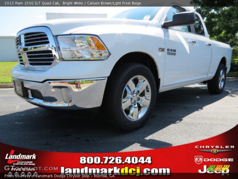 Bright White / Canyon Brown/Light Frost Beige 2013 Ram 1500 SLT Quad Cab