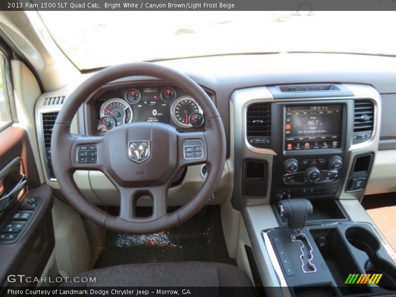 Bright White / Canyon Brown/Light Frost Beige 2013 Ram 1500 SLT Quad Cab