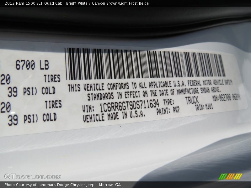 Bright White / Canyon Brown/Light Frost Beige 2013 Ram 1500 SLT Quad Cab
