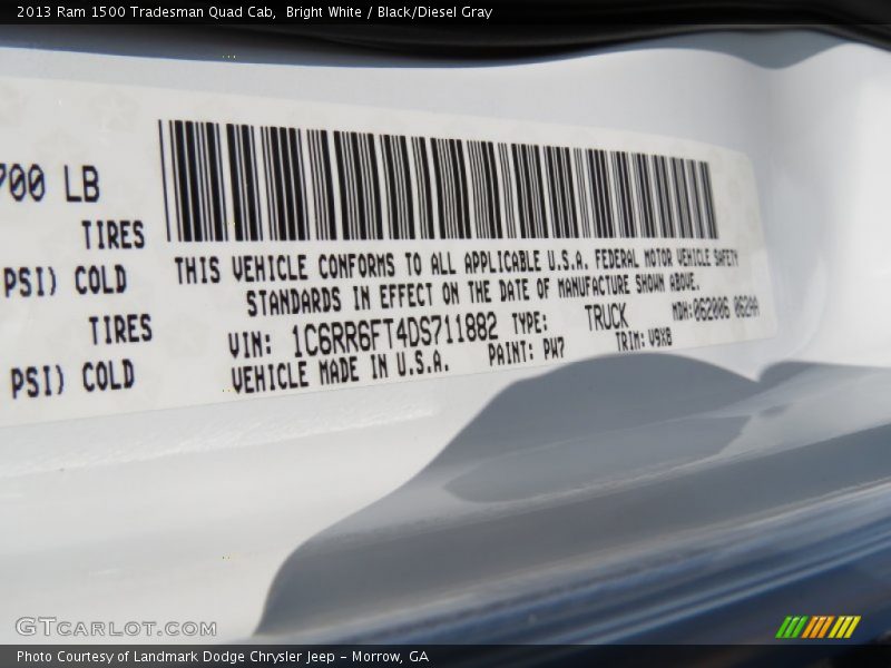 Bright White / Black/Diesel Gray 2013 Ram 1500 Tradesman Quad Cab