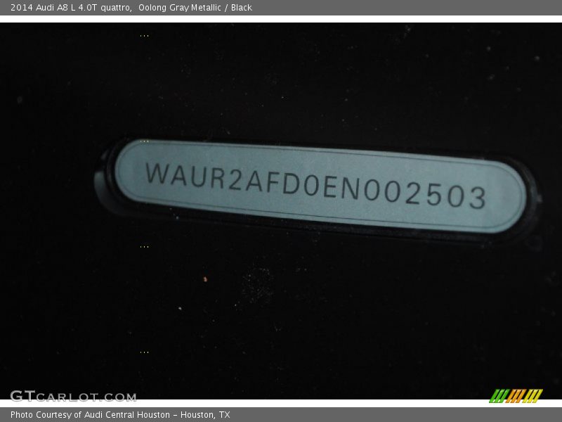 Oolong Gray Metallic / Black 2014 Audi A8 L 4.0T quattro