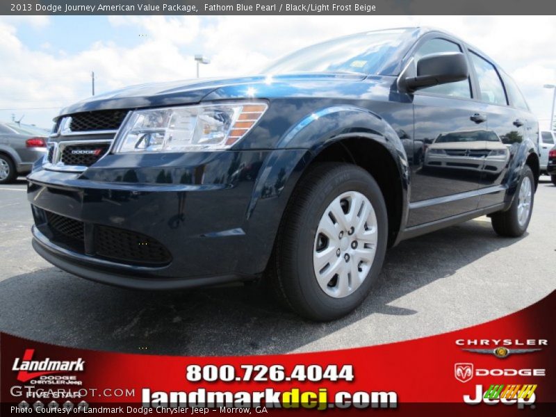 Fathom Blue Pearl / Black/Light Frost Beige 2013 Dodge Journey American Value Package