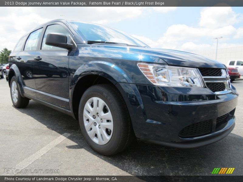 Fathom Blue Pearl / Black/Light Frost Beige 2013 Dodge Journey American Value Package