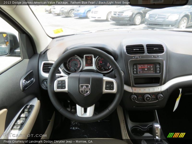 Fathom Blue Pearl / Black/Light Frost Beige 2013 Dodge Journey American Value Package