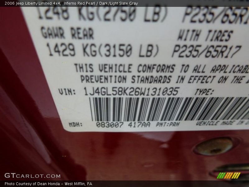 Inferno Red Pearl / Dark/Light Slate Gray 2006 Jeep Liberty Limited 4x4