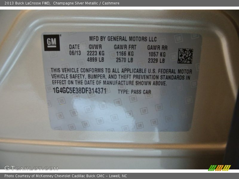 Champagne Silver Metallic / Cashmere 2013 Buick LaCrosse FWD