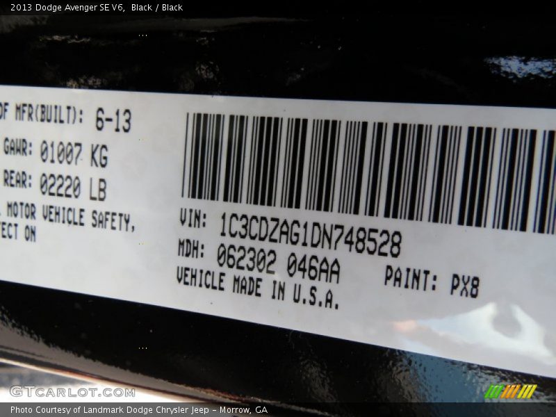 Black / Black 2013 Dodge Avenger SE V6