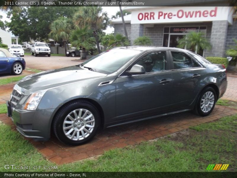 Thunder Gray ChromaFlair / Light Titanium/Ebony 2011 Cadillac CTS 3.0 Sedan