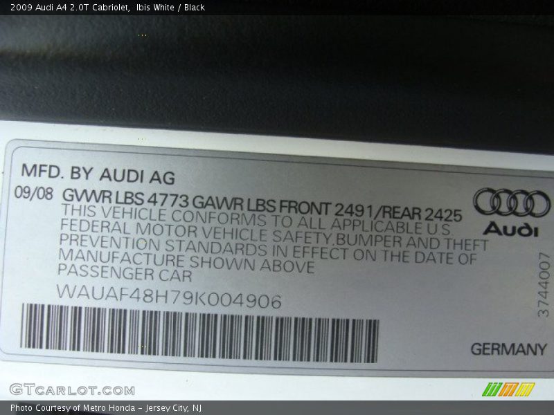 Ibis White / Black 2009 Audi A4 2.0T Cabriolet