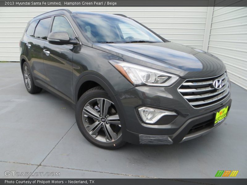 Hampton Green Pearl / Beige 2013 Hyundai Santa Fe Limited