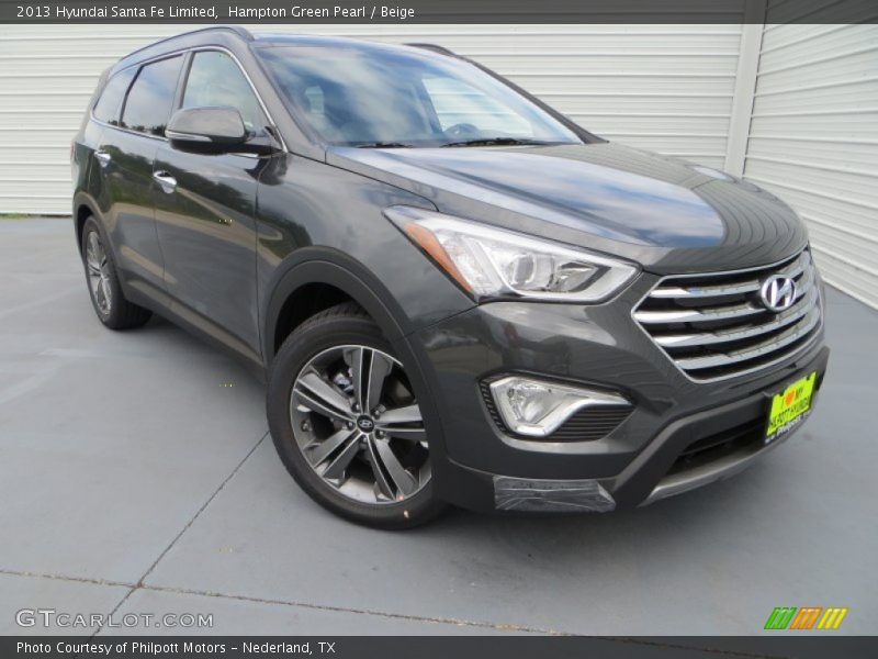 Hampton Green Pearl / Beige 2013 Hyundai Santa Fe Limited