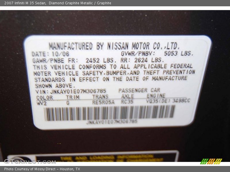 Diamond Graphite Metallic / Graphite 2007 Infiniti M 35 Sedan