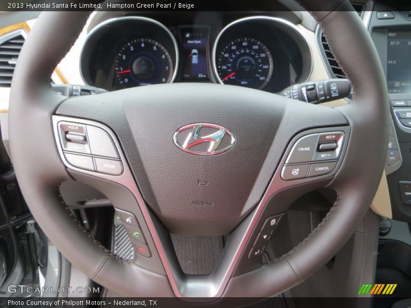 Hampton Green Pearl / Beige 2013 Hyundai Santa Fe Limited