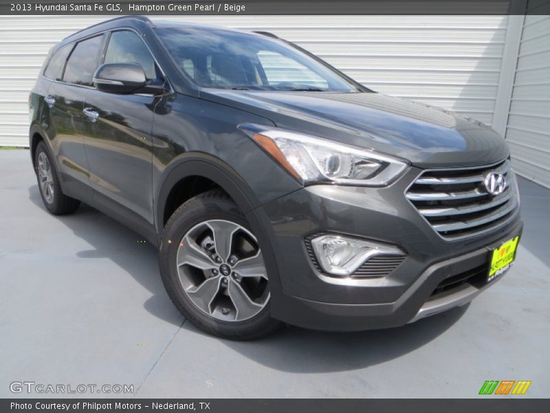 Hampton Green Pearl / Beige 2013 Hyundai Santa Fe GLS