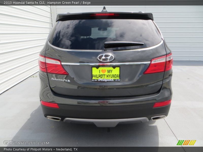 Hampton Green Pearl / Beige 2013 Hyundai Santa Fe GLS