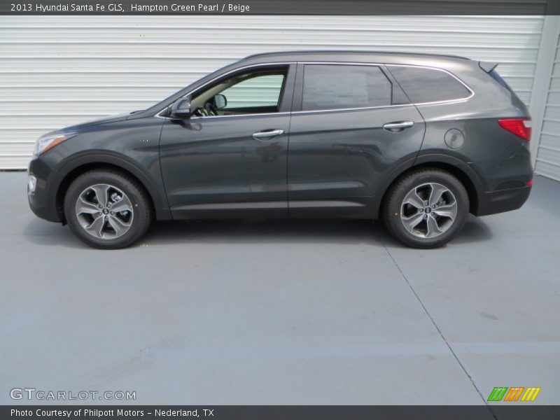 Hampton Green Pearl / Beige 2013 Hyundai Santa Fe GLS