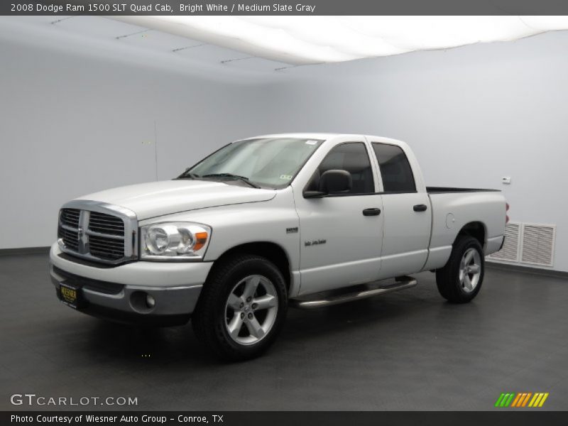 Bright White / Medium Slate Gray 2008 Dodge Ram 1500 SLT Quad Cab