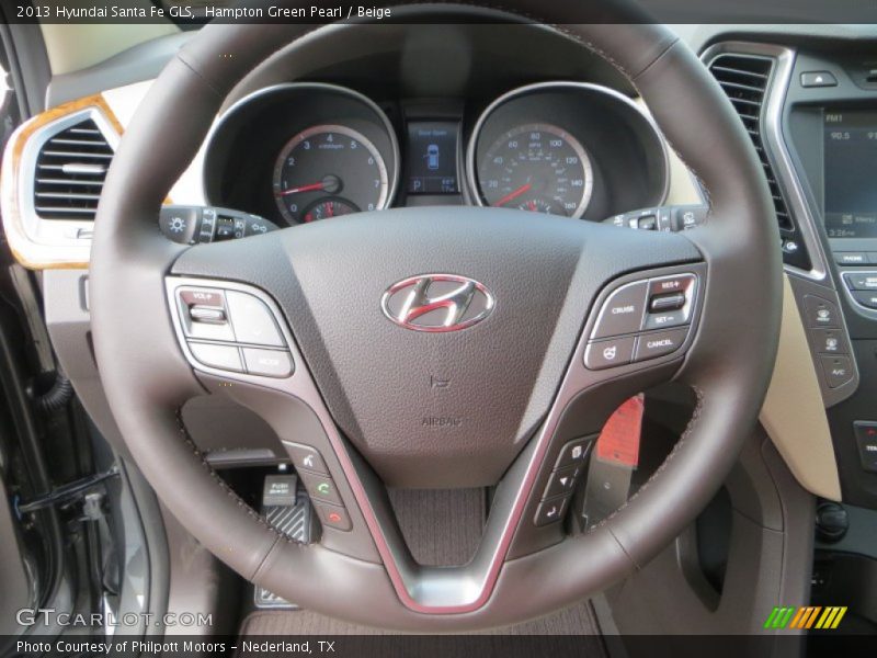Hampton Green Pearl / Beige 2013 Hyundai Santa Fe GLS