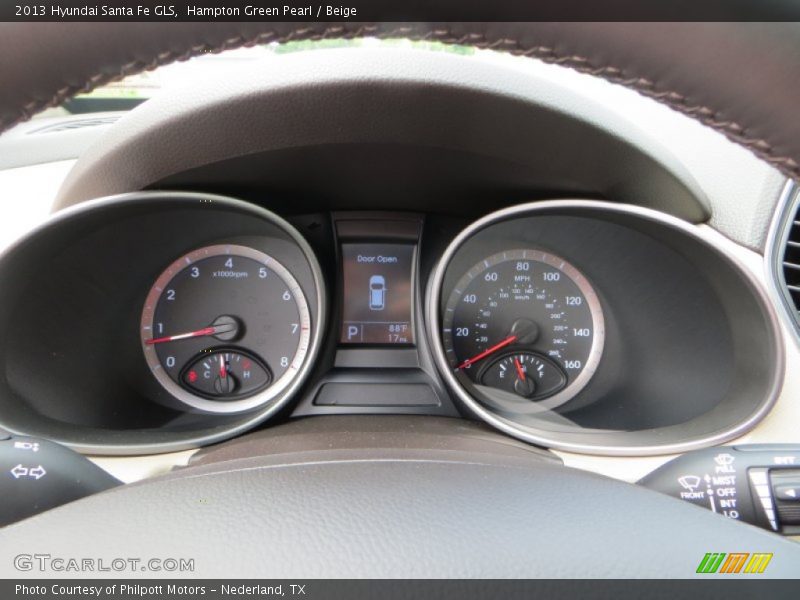 Hampton Green Pearl / Beige 2013 Hyundai Santa Fe GLS