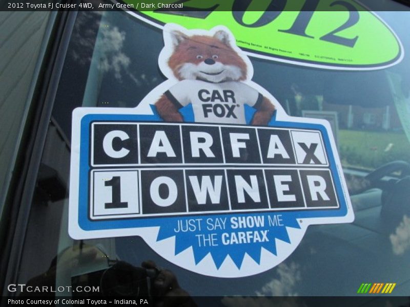 Army Green / Dark Charcoal 2012 Toyota FJ Cruiser 4WD