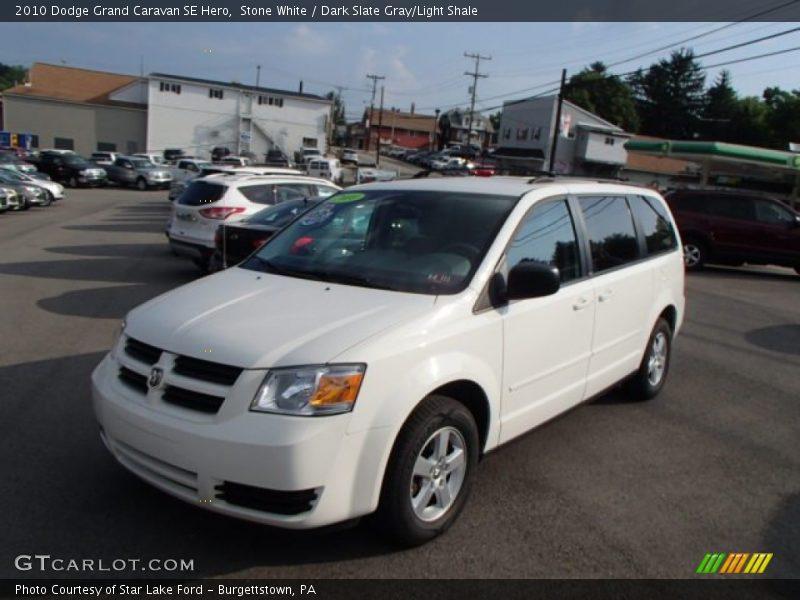 Stone White / Dark Slate Gray/Light Shale 2010 Dodge Grand Caravan SE Hero