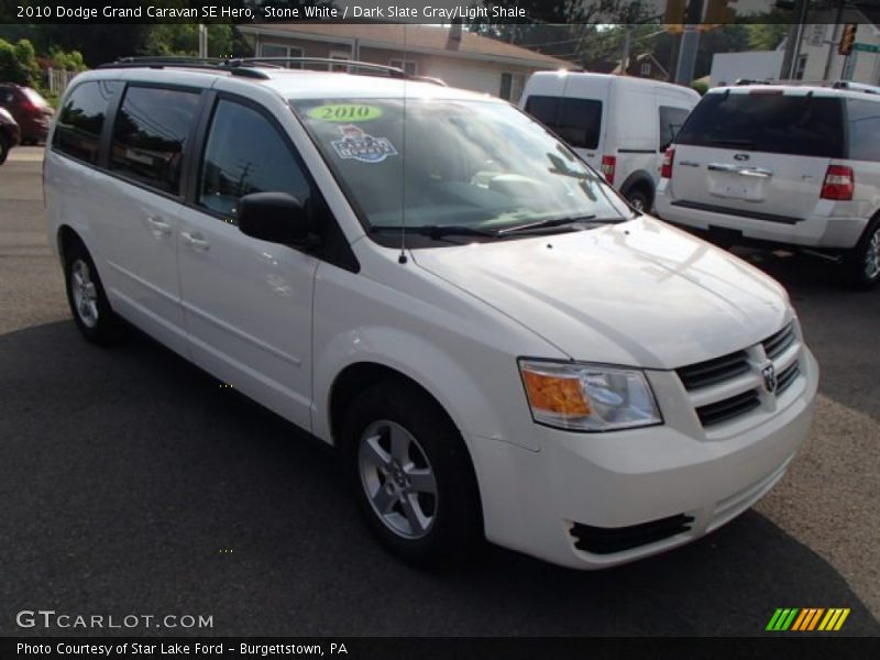 Stone White / Dark Slate Gray/Light Shale 2010 Dodge Grand Caravan SE Hero