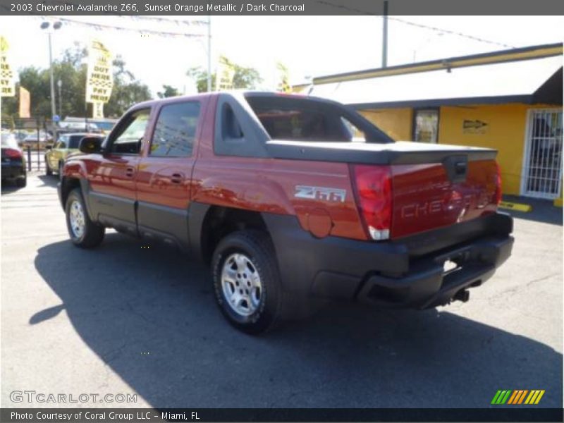 Sunset Orange Metallic / Dark Charcoal 2003 Chevrolet Avalanche Z66