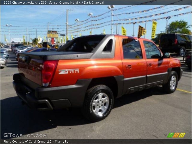 Sunset Orange Metallic / Dark Charcoal 2003 Chevrolet Avalanche Z66