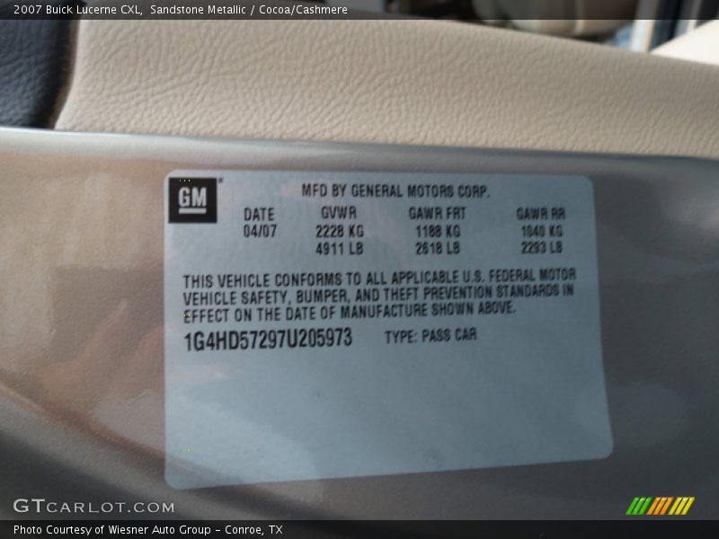 Sandstone Metallic / Cocoa/Cashmere 2007 Buick Lucerne CXL