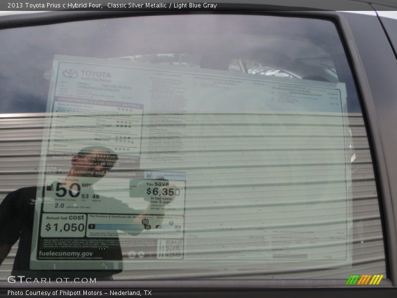 Classic Silver Metallic / Light Blue Gray 2013 Toyota Prius c Hybrid Four