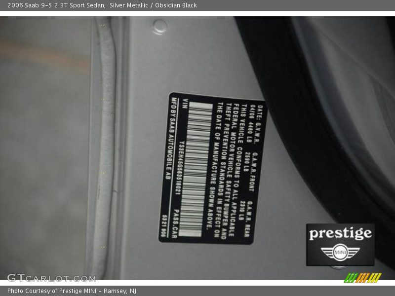 Silver Metallic / Obsidian Black 2006 Saab 9-5 2.3T Sport Sedan