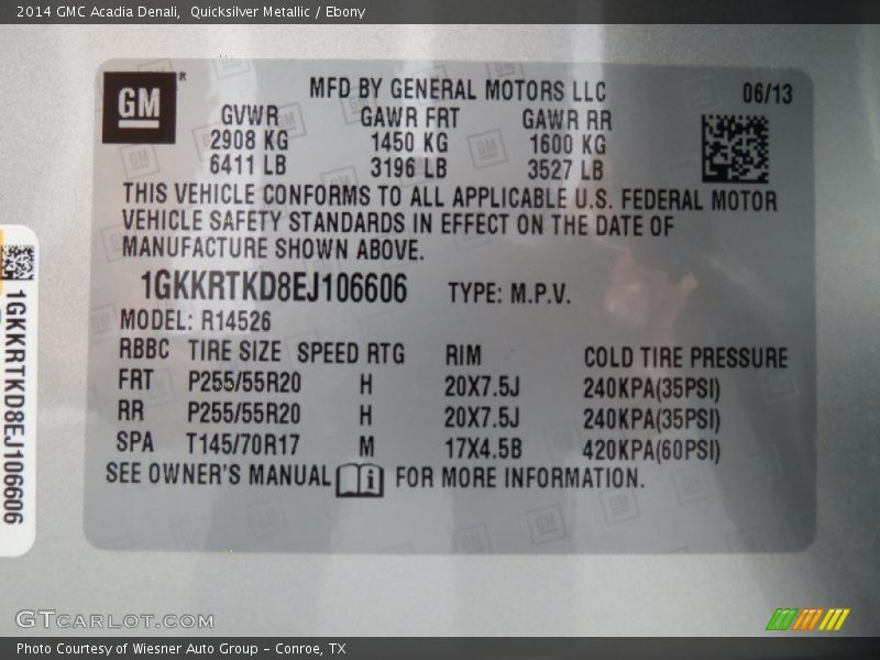 Quicksilver Metallic / Ebony 2014 GMC Acadia Denali