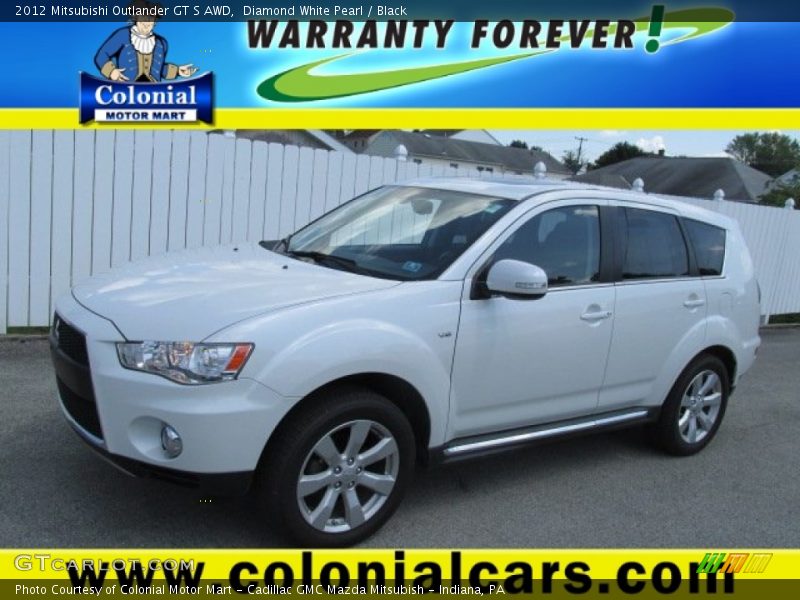 Diamond White Pearl / Black 2012 Mitsubishi Outlander GT S AWD