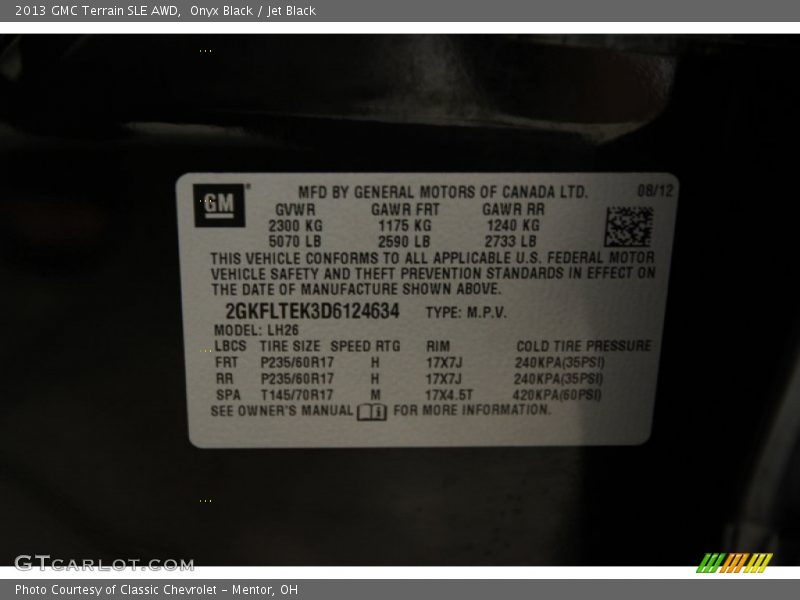 Onyx Black / Jet Black 2013 GMC Terrain SLE AWD