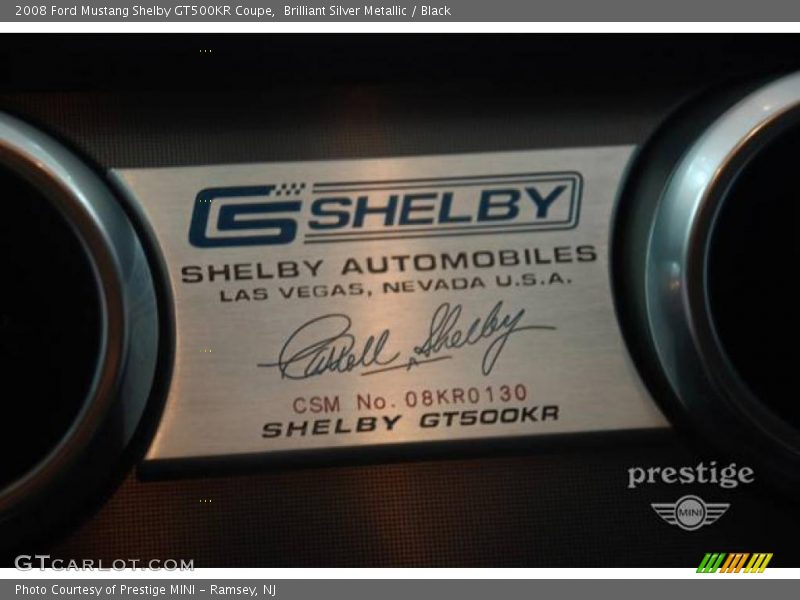 Brilliant Silver Metallic / Black 2008 Ford Mustang Shelby GT500KR Coupe