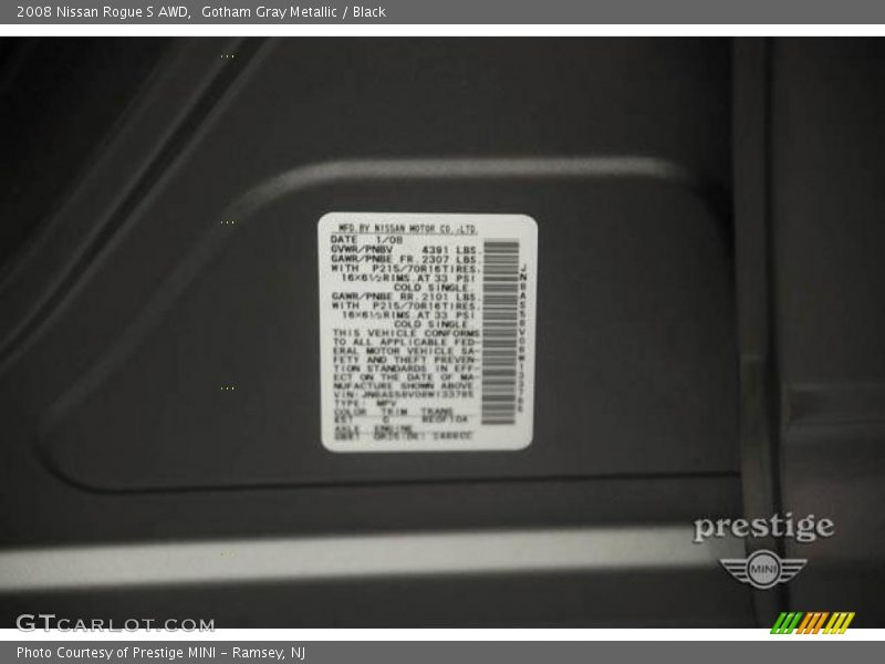 Gotham Gray Metallic / Black 2008 Nissan Rogue S AWD