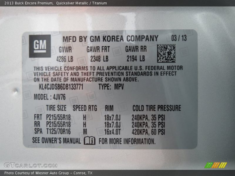 Quicksilver Metallic / Titanium 2013 Buick Encore Premium