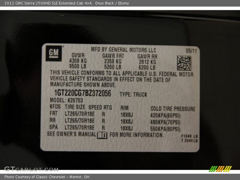 Onyx Black / Ebony 2011 GMC Sierra 2500HD SLE Extended Cab 4x4
