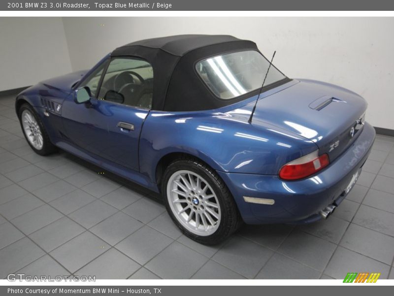 Topaz Blue Metallic / Beige 2001 BMW Z3 3.0i Roadster